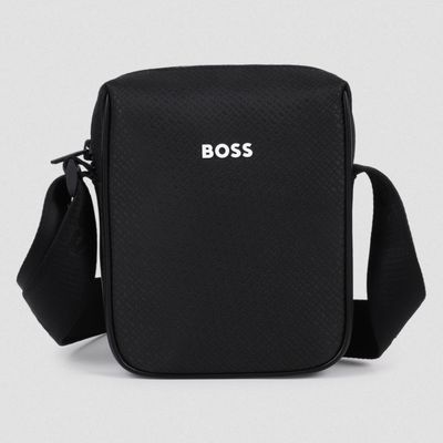 BOSS J53134 Men's OS Embossed Messenger Bag/ BLACK
