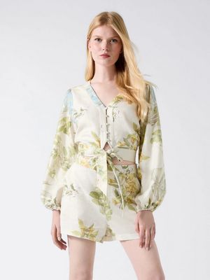 Guess W6GHA4W2565 Women’s LS Shirley Linen Top/