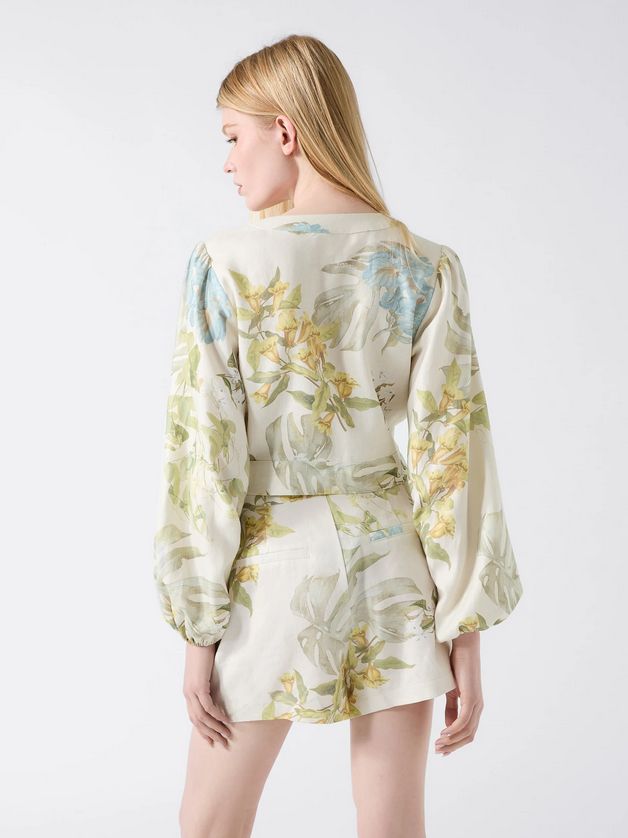Guess W6GHA4W2565 Women’s Long Sleeve Shirley Linen Top