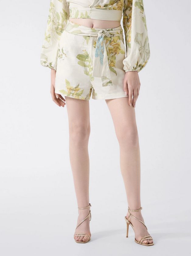 Guess W6GD66W2088 Women’s KRISTEN Linen Belted Shorts