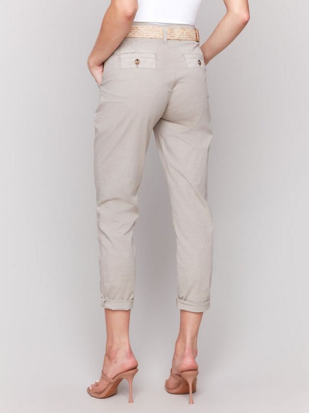 Charlie B C5625R-207C Women's Belted Stretch Twill Narrow Pants