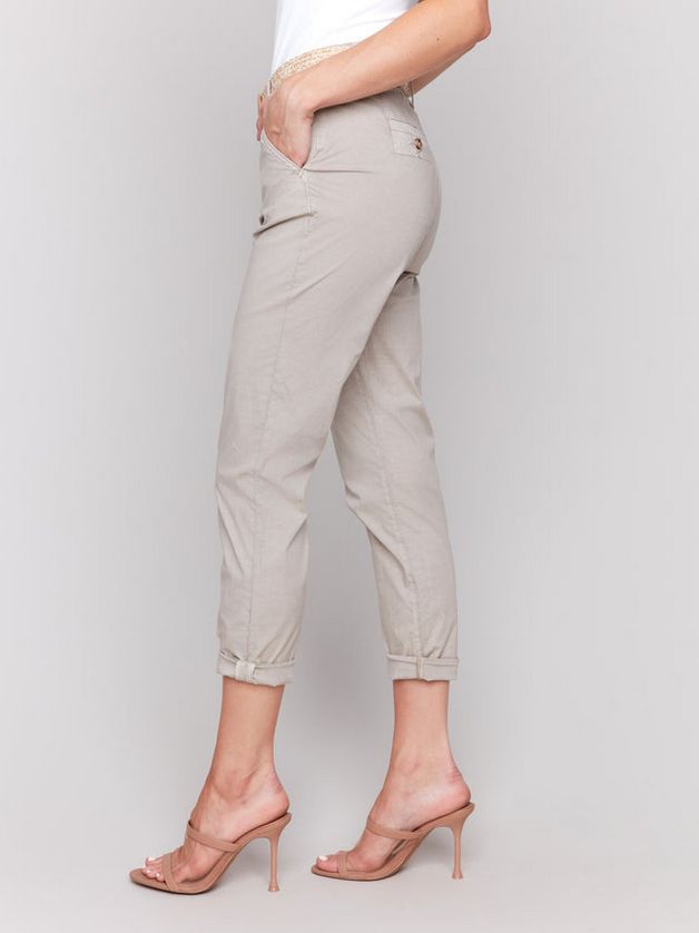 Charlie B C5625R-207C Women's Belted Stretch Twill Narrow Pants