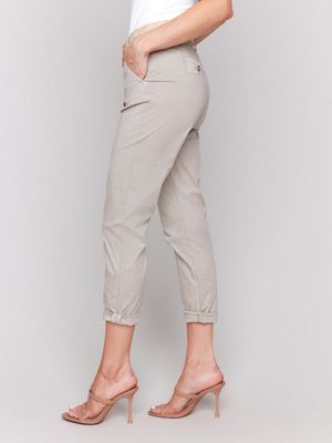 Charlie B C5625R-207C Women's Belted Stretch Twill Narrow Pants