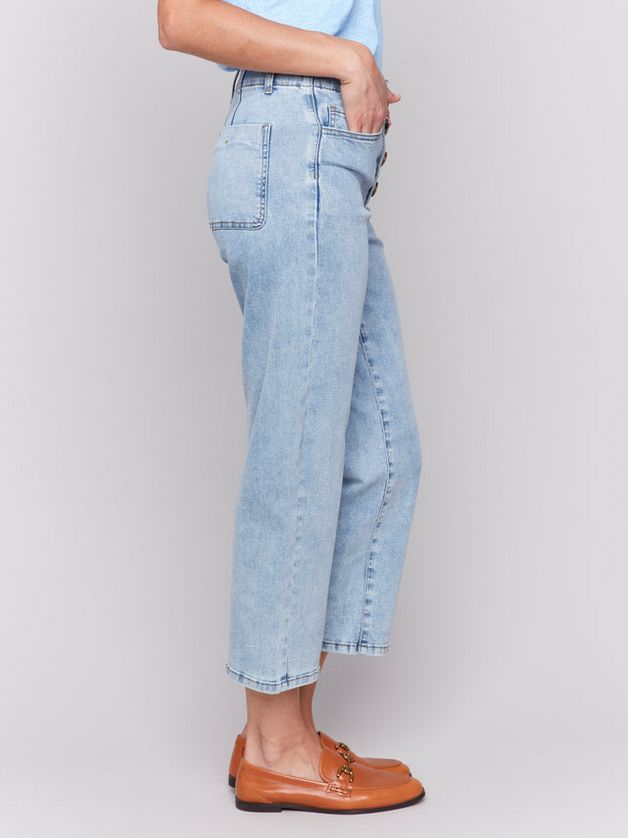 Charlie B C5623R-431A Women's Button Fly Flex Denim Straight Pants
