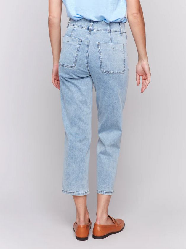 Charlie B C5623R-431A Women's Button Fly Flex Denim Straight Pants