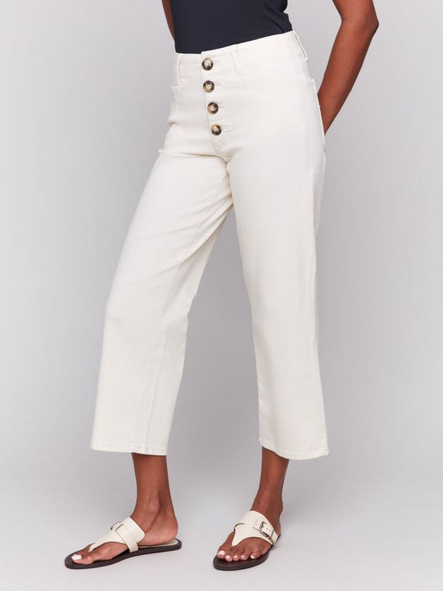 Charlie B C5623R-677B Women's Button Fly Flex Twill Straight Pants