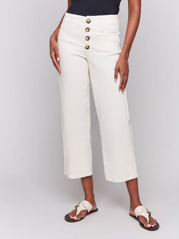 Charlie B C5623R-677B Women's Button Fly Flex Twill Straight Pants