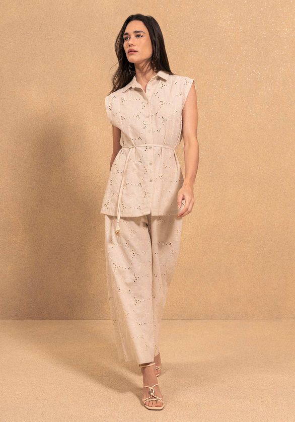 Lez a Lez 5443E Women's Linen SLV Button Down Top
