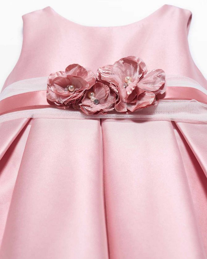 Abel & Lula 5030 Dress/ Satin & Tulle Flower Appliqués