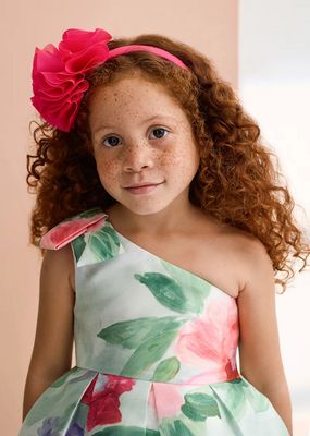 Abel & Lula 5044 Girl's One-Shoulder Floral Dress/