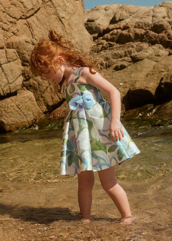 Abel & Lula 5052 Girl's SLV Stamp Mikado Dress