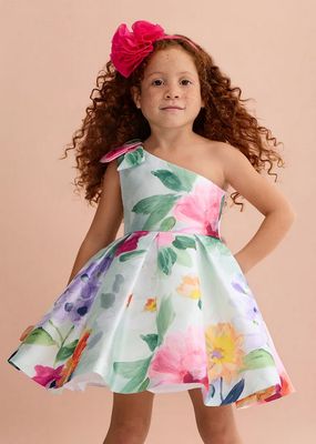 Abel & Lula 5044 Girl's One-Shoulder Floral Dress/