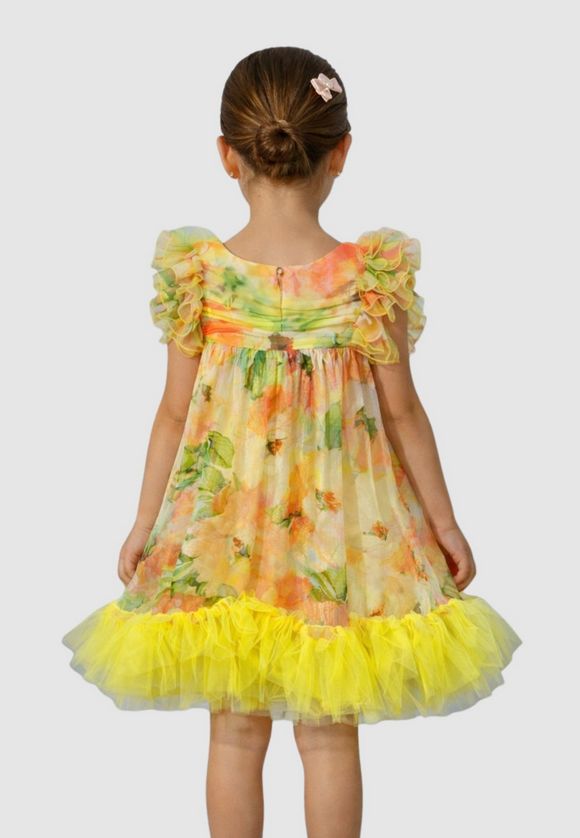 Abel & Lula 5040 Girl's Tulle Floral Dress