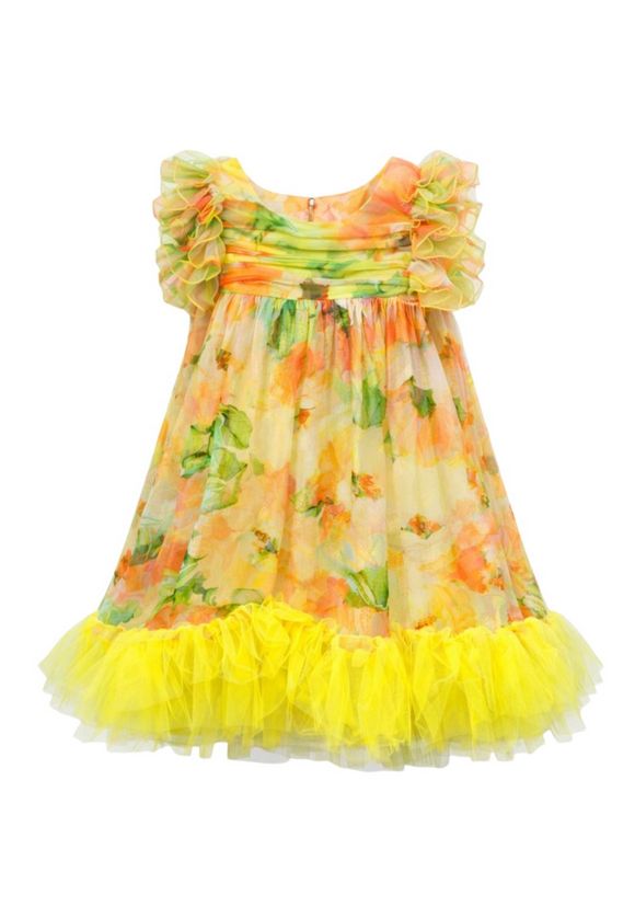 Abel & Lula 5040 Girl's Tulle Floral Dress
