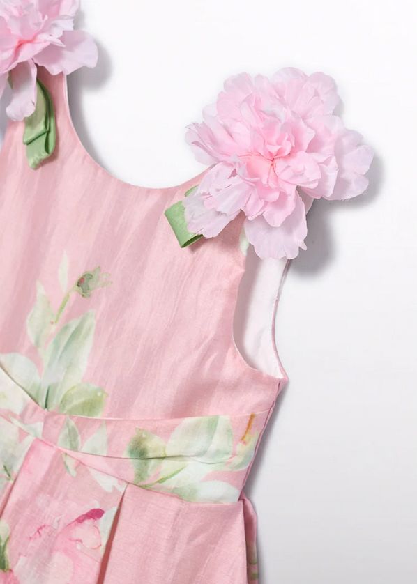 Abel & Lula 5033 Girl's SLV Floral Linen Dress