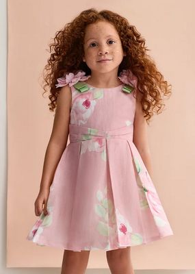 Abel &amp; Lula 5033 Girl's SLV Floral Linen Dress/