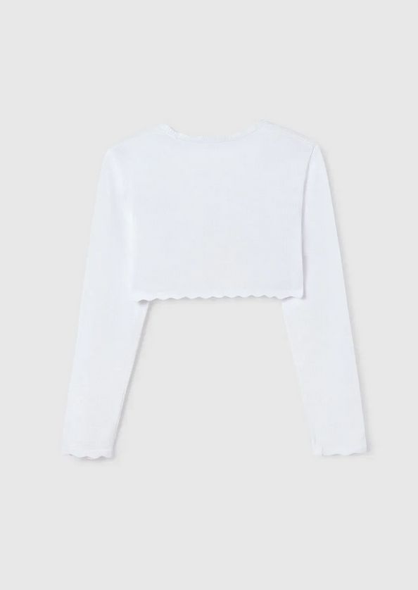 Mayoral 332 Girl's Youth Long Sleeve Scalloped Hem & One Button Knit Bolero