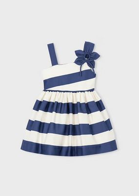 Mayoral 3924 Girl's Assymetrical Stripe Dress/