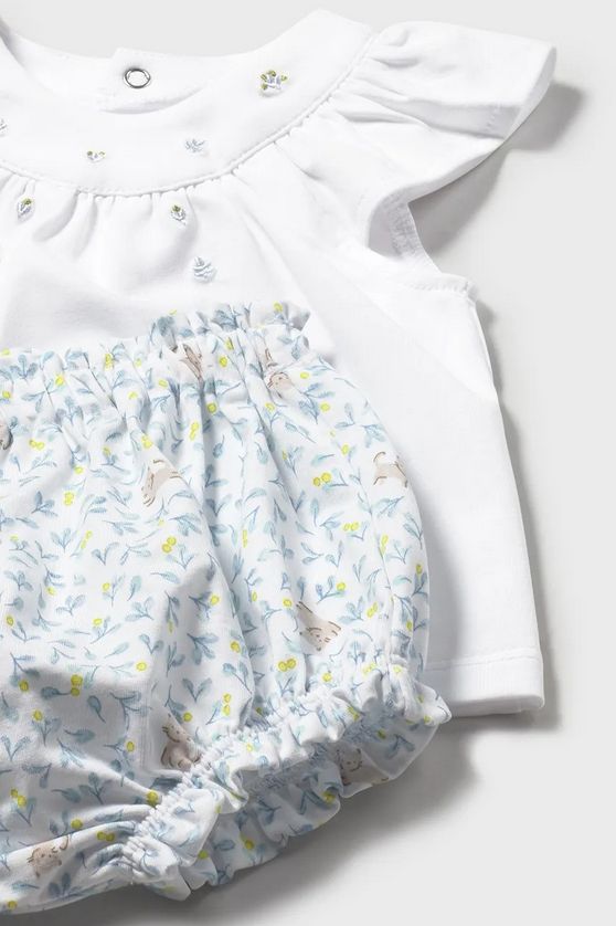 Mayoral 1639 Baby Girl's Floral-Ruffle Dress & Diaper Cover Set