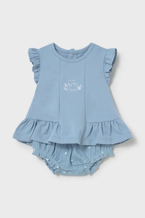 Mayoral 1639 Baby Girl's Floral-Ruffle Dress & Diaper Cover Set