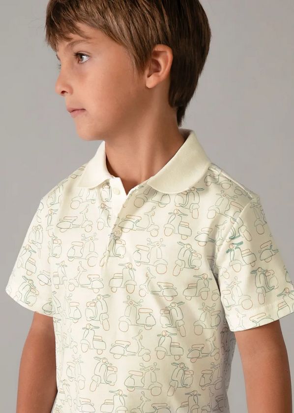 Mayoral 3104 Boy's Short Sleeve Printed Polo