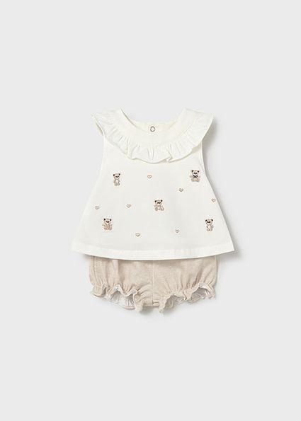 Mayoral 1642 Baby Girl's Short Sleeve Top & Diaper Cover Set 2PC – Trigo