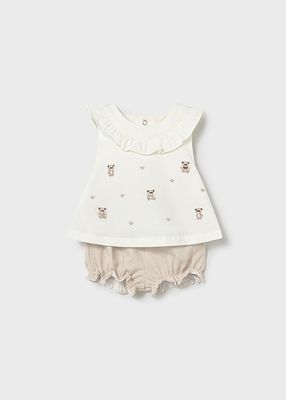 Mayoral 1642 Baby Girl's SS Top & Diaper Cover Set 2PC/TRIGO