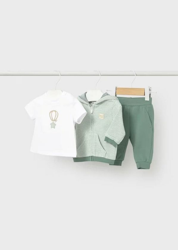 Mayoral 1892 Baby Boy's Short Sleeve T-Shirt, Stripe Zip-Up & Jogger Tracksuit Set 3PC