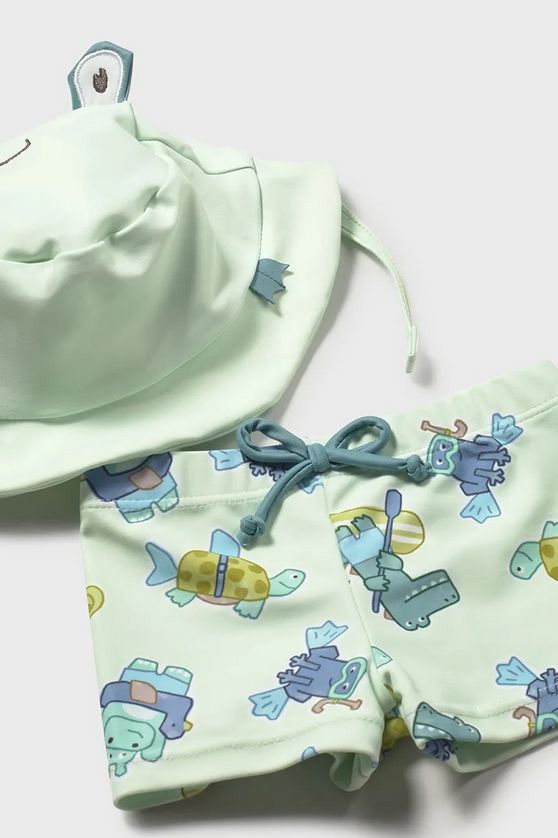 Mayoral 1619 Baby Boy's Swim Long Sleeve T-Shirt, Short & Hat Set