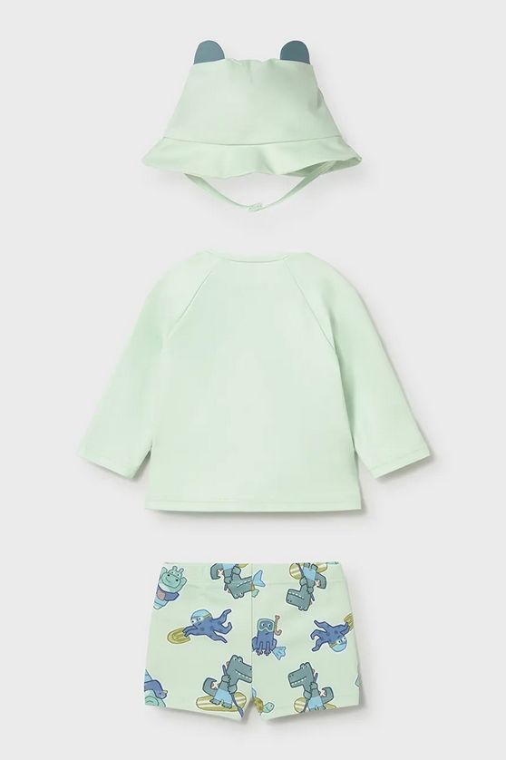 Mayoral 1619 Baby Boy's Swim Long Sleeve T-Shirt, Short & Hat Set