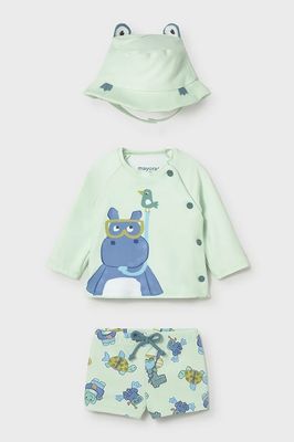 Mayoral 1619 Baby Boy's Swim Long Sleeve T-Shirt, Short & Hat Set