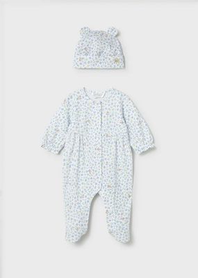 Mayoral 1706 Baby Girl's Long Sleeve Cat Print Onesie & Hat Set 2PC – Lagoon