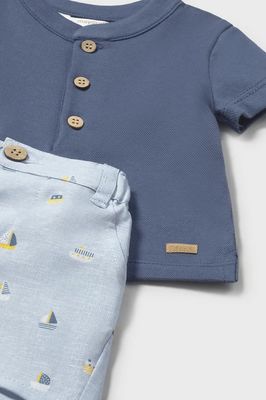 Mayoral 1281 Baby Boy's SS Polo & Boat Print Short Set 2PC/NAUTIC