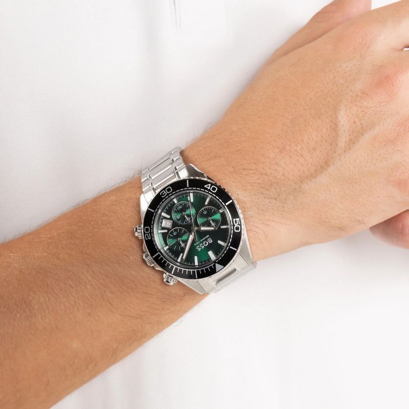 Boss 1514321 Silver Sealiner Watch with Green dial