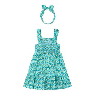 Mayoral 3942 Girls Floral Print Dress & Headband Set/