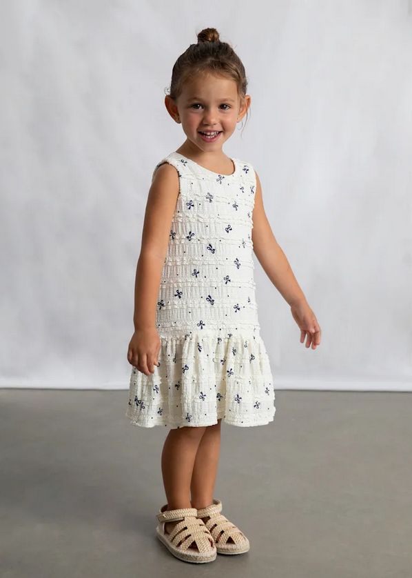 Mayoral 3945 Girls SLV Bow Print Dress