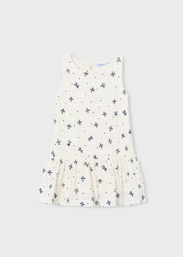 Mayoral 3945 Girls SLV Bow Print Dress