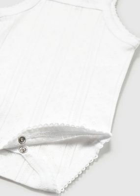 Mayoral 1702 Baby Girl's Openwork & Strap Bodysuit/BLANCO