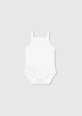 Mayoral 1702 Baby Girl's Openwork & Strap Bodysuit/BLANCO