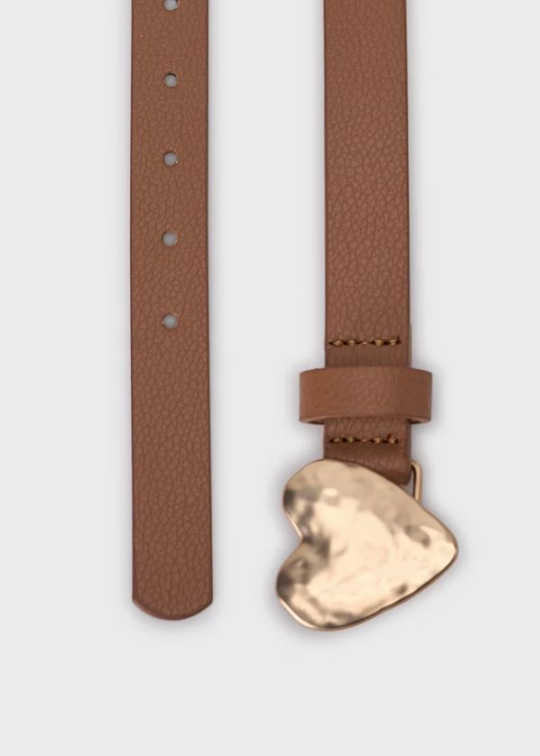 Mayoral 10203 Girl's Youth Bronze Heart Buckle Belt – Camel