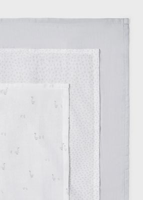 Mayoral 9060 Baby's Small Bamboo Muslin Cloth Set 3PC 46x46"/