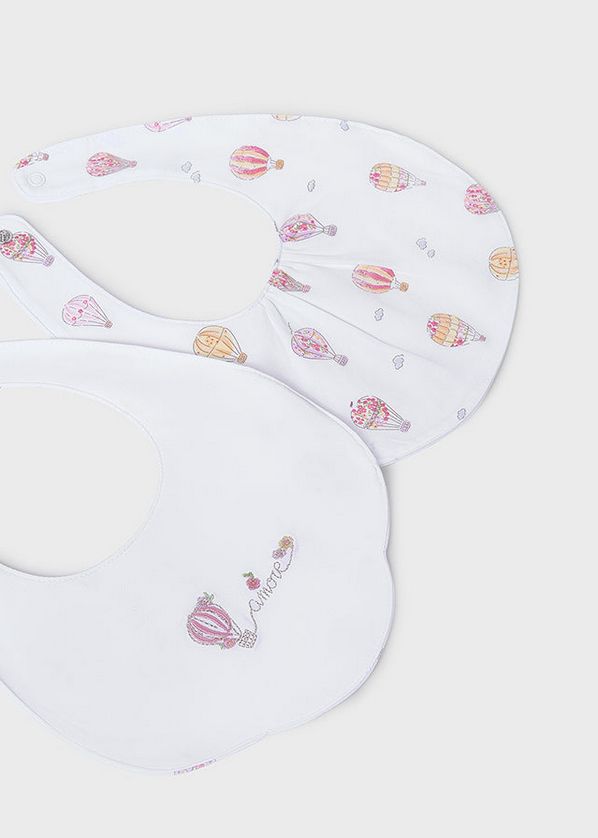 Mayoral 9077 Ensemble 2 pièces bavette brodée montgolfière pour bébé fille 3M BLANCO