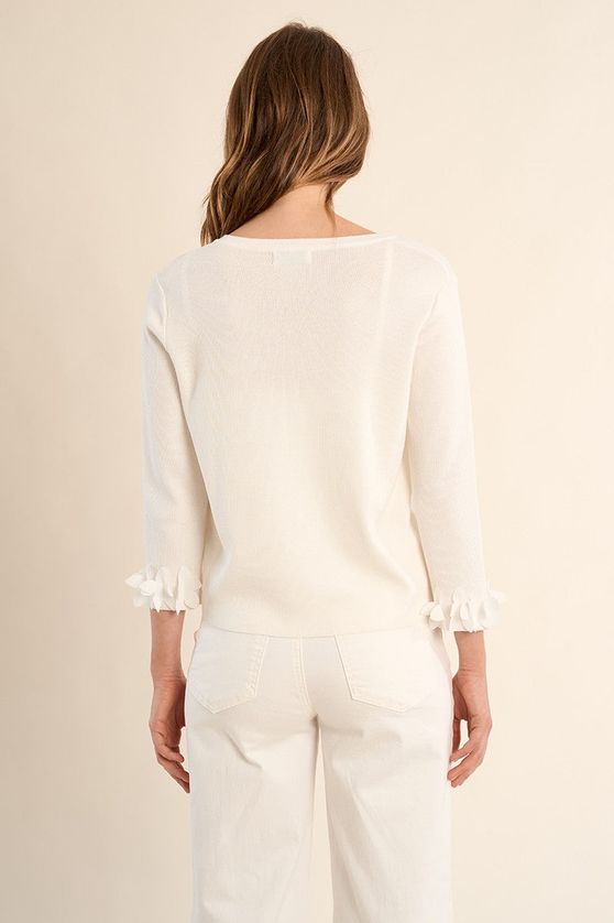 Molly Bracken E1053EP Women's Mesh Floral Hem Knit Cardigan