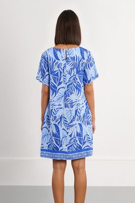 Lili Sidonio TL415EE Women's Leaf Print Mini Dress/BLUE BELIZE