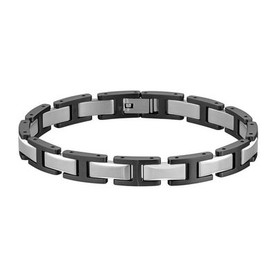 BOSS 1580794 Men's Nolan Cable Link Bracelet/BLACK &amp; S.STEEL