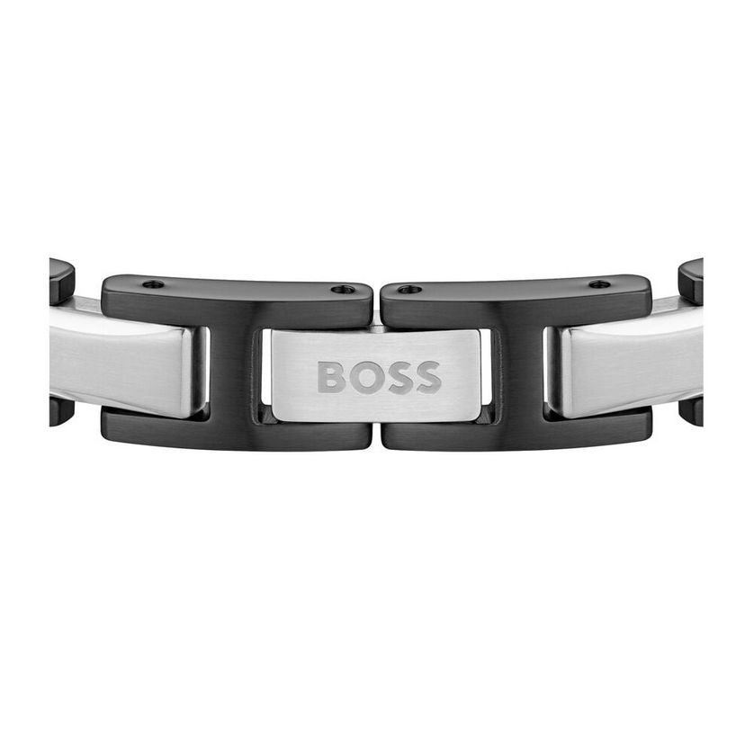 BOSS 1580794 Men's Nolan Cable Link Bracelet/BLACK & S.STEEL