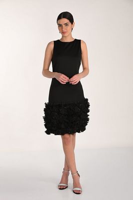 Frank Lyman 268518 Women's Sleeveless Ruffle Hem Midi Sheath Dress/BLACK