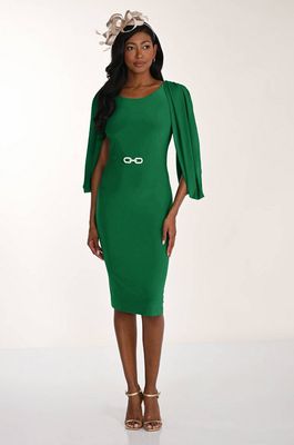 Frank Lyman 268049 Women's Cape Sleeve & Rhinestone Embellishment Dress/JADE GREEN