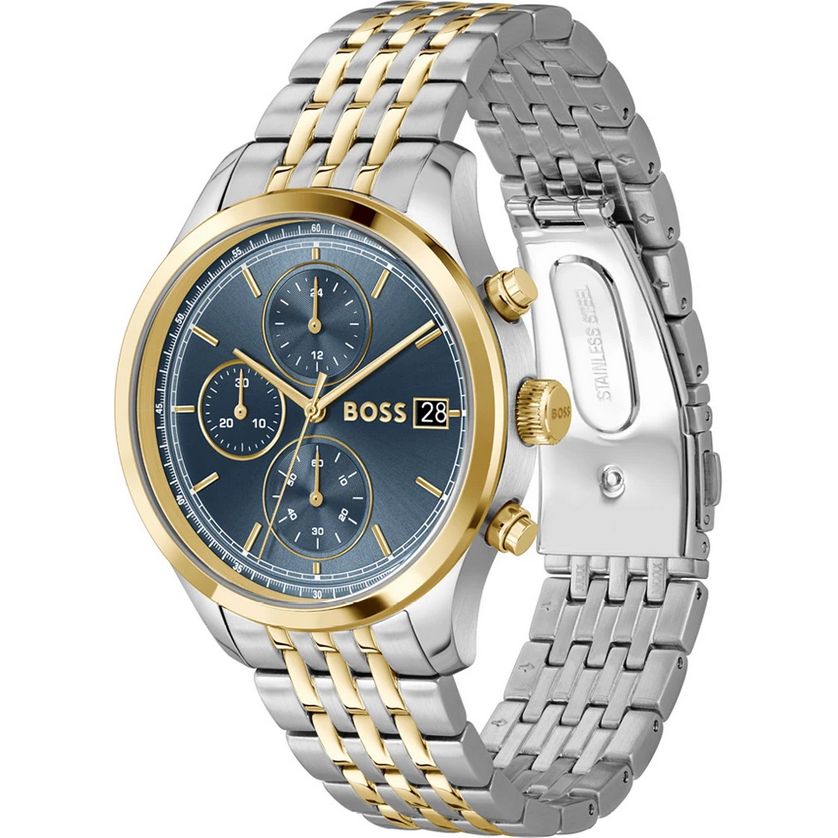 BOSS 1514329 Men's S Two-Tone IP Chronograph Watch w/ Blue Dial