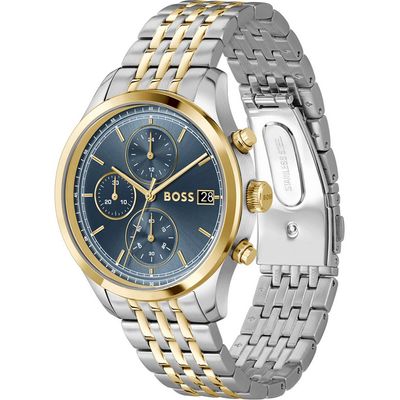 BOSS 1514329  Men's S Two-Tone IP Chronograph Watch w/ Blue Dial